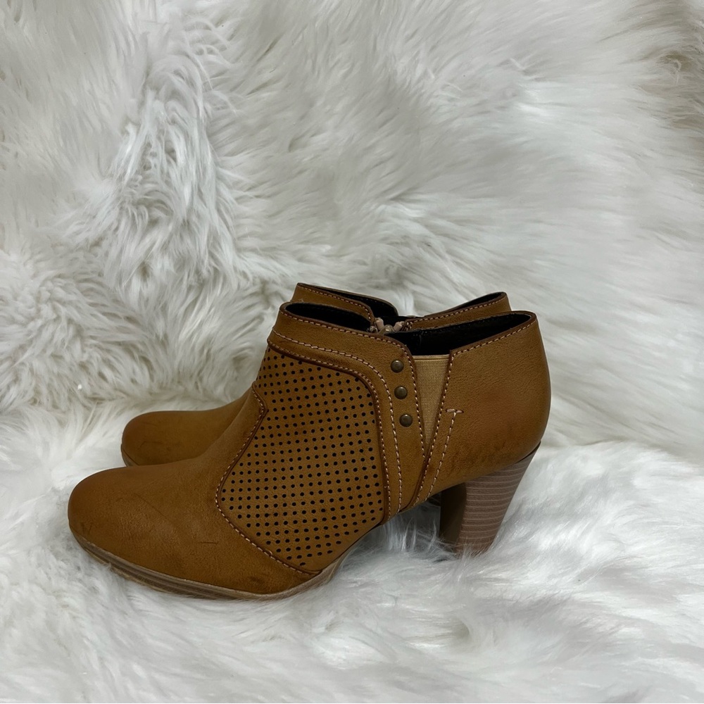 Rialto Tan Perforated Ankle Booties